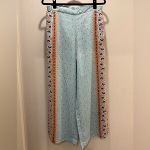 BCBGMaxAzria Light Blue Patterned Wide-Leg Pants
